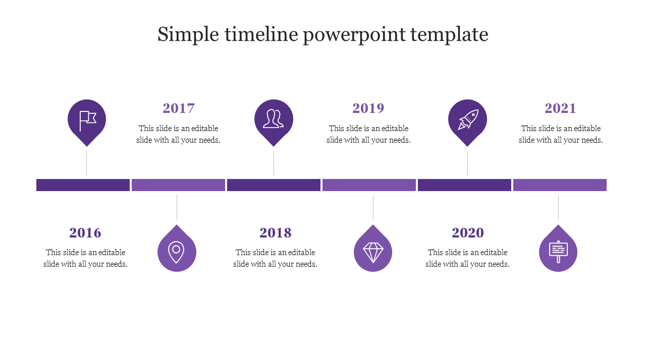 Free - Our Predesigned Simple Timeline PowerPoint Template Slide